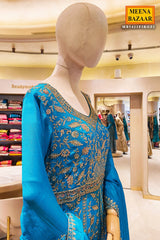 Firozi Neck Embroidered Floor Length Suit With Skirt