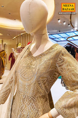 Tussar Neck Embroidered Floor Length Suit With Skirt