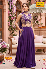Purple Georgette Indo-Western Fusion Set