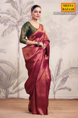 Wine Silk Woven Saree