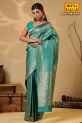 Firozi Silk Weaving Saree Elegant Festive & Wedding Wear