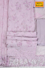 Mauve Floral Embroidered Suit Set