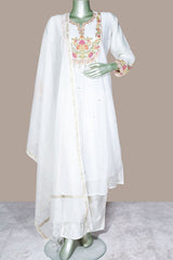 Elegant Cream Cotton Ready Made Suit with Classic Ethnic Appeal