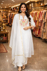 Elegant Cream Cotton Ready Made Suit with Classic Ethnic Appeal