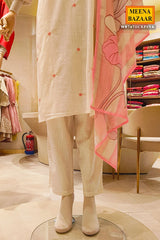 Blush Cream Kurta Set with Printed Dupatta
