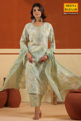 Pista Cotton Ready Made Suit with Elegant Neck Detailing