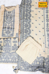 Tussar Cotton Suit with Neck Embroidery