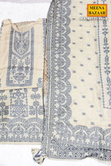 Tussar Cotton Suit with Neck Embroidery
