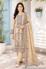 Tussar Cotton Suit with Neck Embroidery