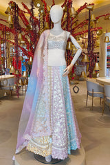 Pastel Pink Embroidered Unstitched Lehenga Set