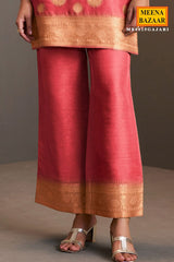 Gajari Silk Kurti with Neck Embroidery