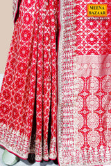Royal Rani Khaddi Saree with Elegant Embroidered Detailing