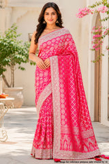 Rani Khaddi Saree with Elegant Embroidered Detailing