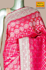 Rani Khaddi Saree with Elegant Embroidered Detailing