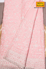 Peach Zari Jal Georgette Saree