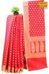Red Organza Weaving Saree