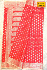 Red Organza Weaving Saree
