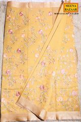 Mustard Organza Resham Jaal Saree