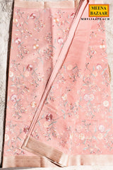 Peach Organza Resham Jaal Saree