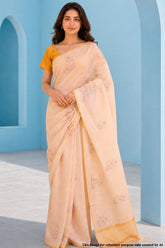 Mustard Cotton Embroidered Saree for Women - Elegant Ethnic & Festive Wear
