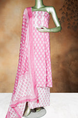Pink Cotton Unstitched Suit with Embroidery Detail