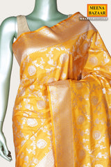 Mustard Silk Saree with Traditional Woven Design