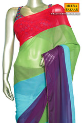 Multicolored Georgette Panelled Saree