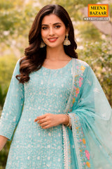 Ethereal Firozi Embroidered Kurta Set