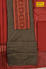 Grey Cotton Suit Set with Dupatta