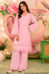 Pink Cotton Embroidered Co-Ord Set