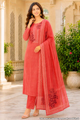 Gajari Printed Suit Set with Dupatta