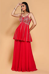 Rani Georgette Embroidered Peplum with Sharara Set
