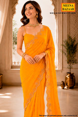 Mustard Embellished Saree