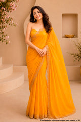 Mustard Embellished Saree
