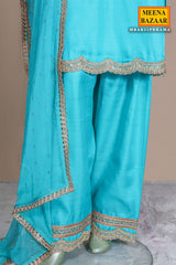 Rama Silk Ready made Suit with Elegant Embroidery