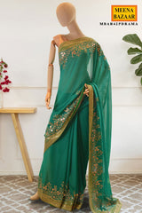 Rama Embellished Georgette Saree