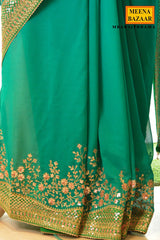 Rama Embellished Georgette Saree