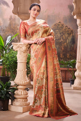 Rust Silk Weaving Saree Elegant Traditional & Festive Wear