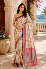 Tussar Silk Saree with Traditional Woven Design