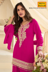 Rani Georgette Straight Sharara Suit with Embroidery