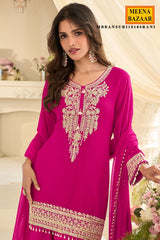 Rani Georgette Straight Sharara Suit with Embroidery