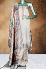 Tussar Crepe Unstitched Suit with Embroidery