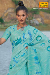 Firozi Printed Cotton Saree | Elegant Lightweight Ethnic Draping