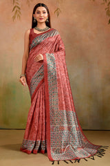 Rust Cotton Printed Saree for Daily & Casual Wear