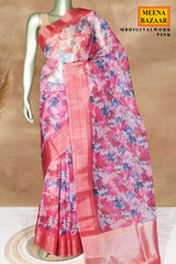 Pink Organza Digital Printed Saree | Lightweight Party Wear Saree