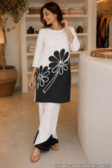 Black and White Floral Printed Cotton Co-ord Set