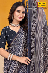 Elegant Blue Organza Saree