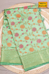 Sea Green Silk Saree with Classic Woven Design