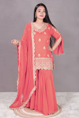 Gajari Zari Sequin Embroidered Georgette Gharara Suit Set