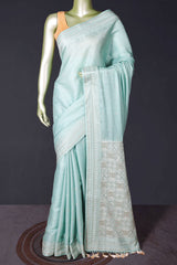 Sea Green Silk Resham Threadwork Zari & Sequins Embroidered Saree